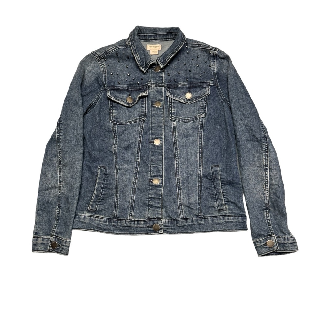 Juicy Couture‎ Studded Jean Jacket Womens Small Stretch Button Up Y2K Casual